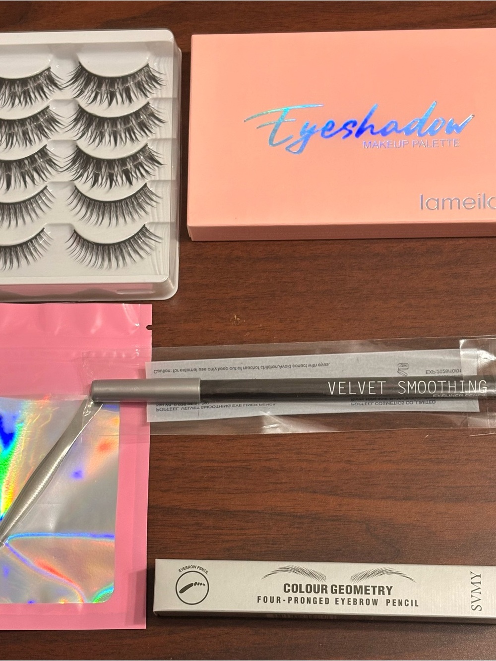 5pc Makeup Bundle: 20-Color Eyeshadow Palette, Lashes, Eyeliner & More